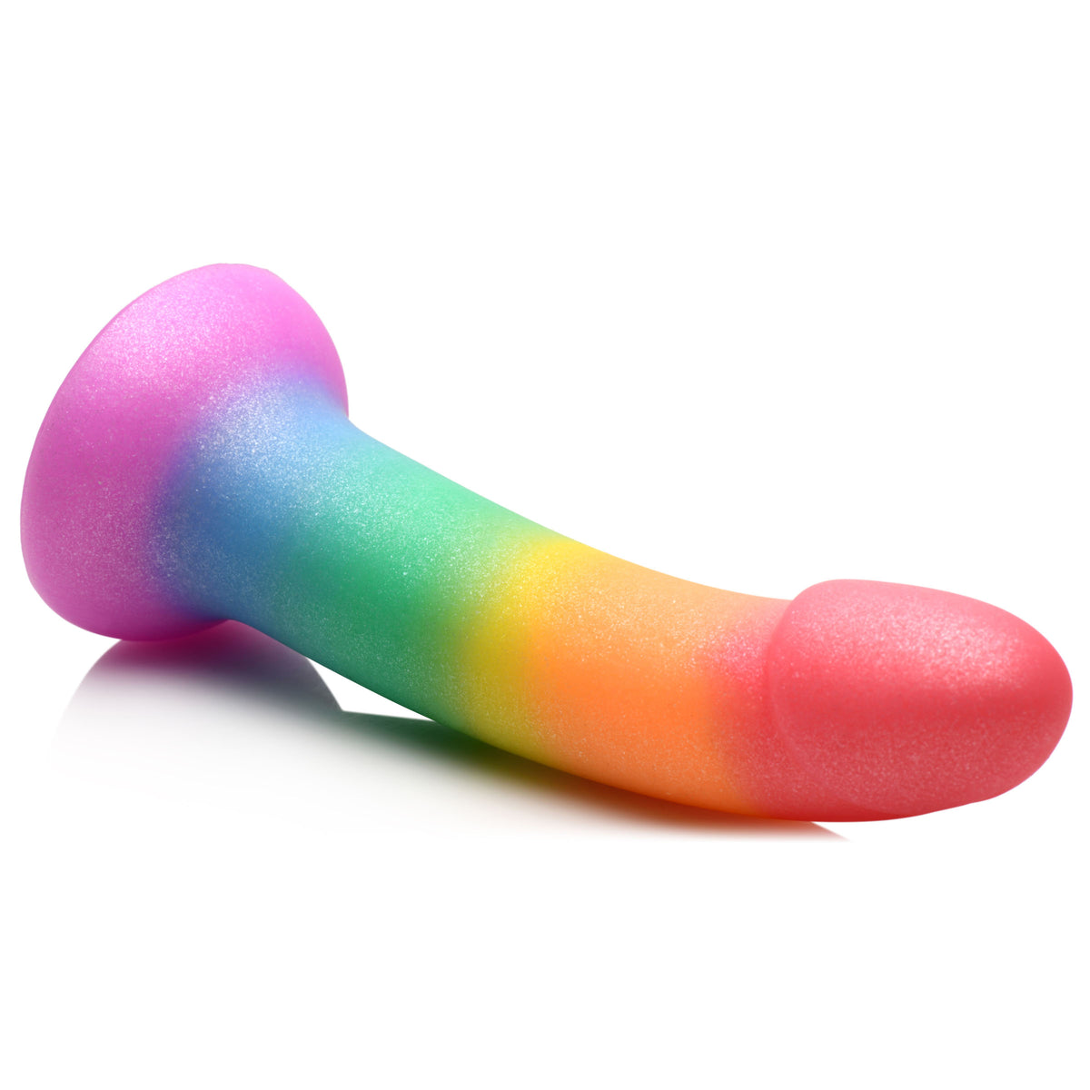 Simply Sweet 6.9 Inch Phallic Rainbow Silicone Dildo with smooth, colorful finish for playful pleasure.