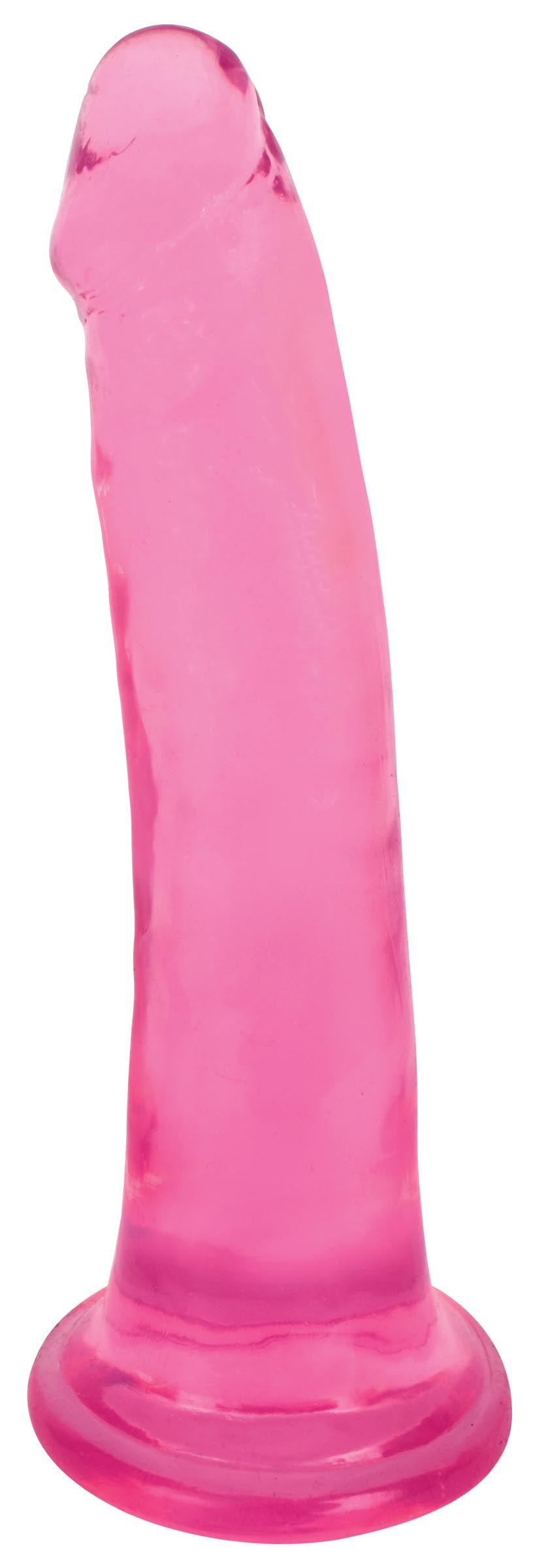 Lollicock 8 Inch Slim Stick Cherry Ice Dildo showcasing its translucent design and firm base for enhanced pleasure.