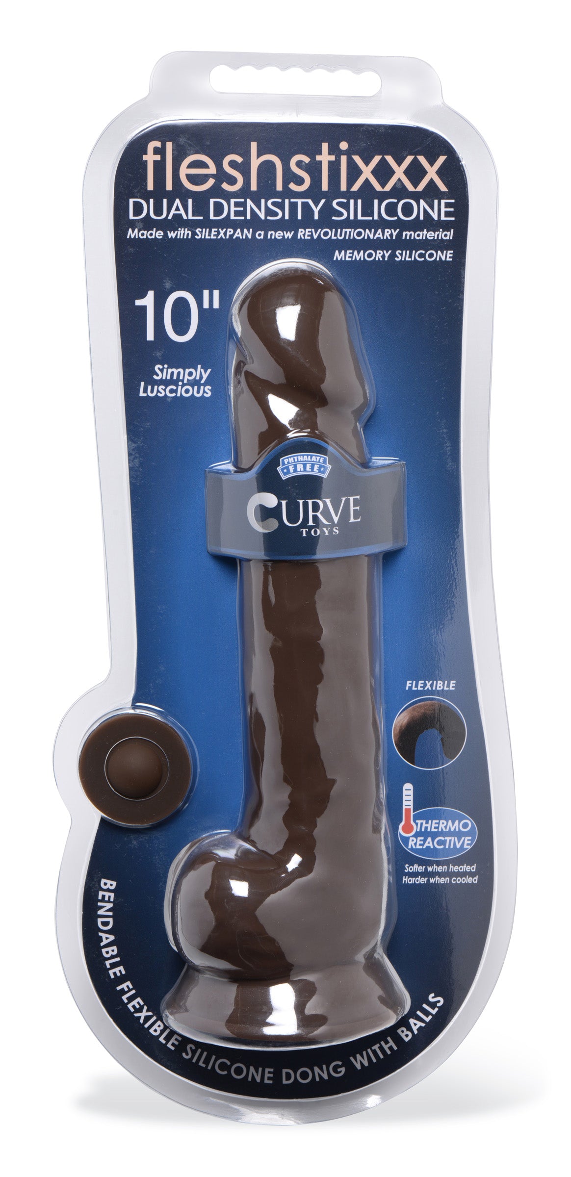 Silexpan Dark Silicone Dildo with Balls 10 Inch featuring flexible dual density silicone design and suction cup base.