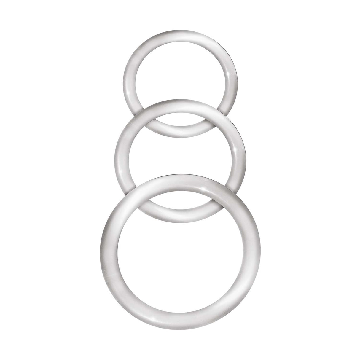 Enhancer Silicone Cock Rings Set Clear featuring three graduated durable rings for a firmer erection.