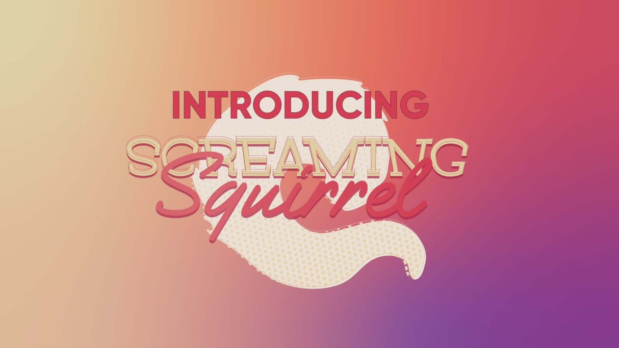 Introducing Screaming Squirrel Air Pulse & G-Spot Vibrator with colorful gradient background.