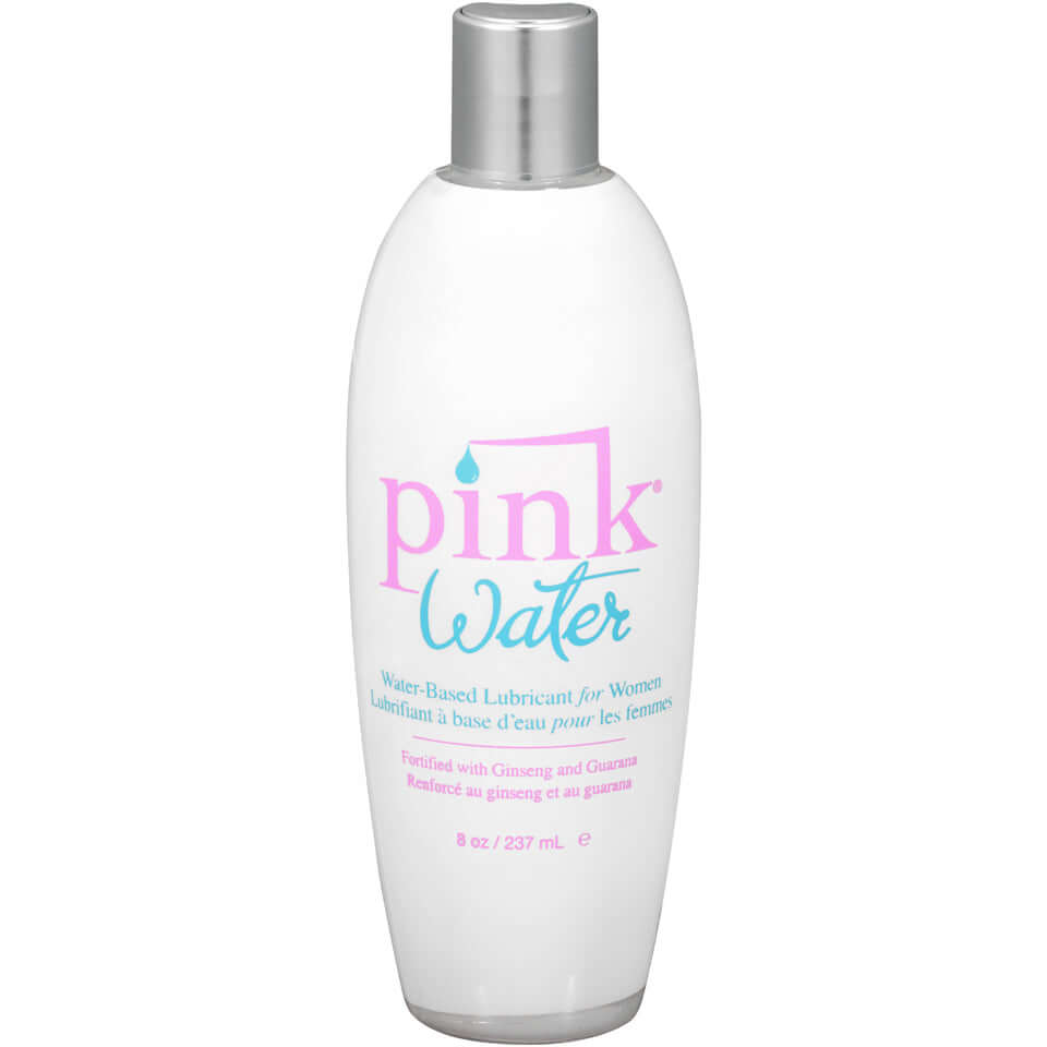 Pink Water Based Lubricant for Women 8 Oz bottle, water-based formula for intimate comfort.