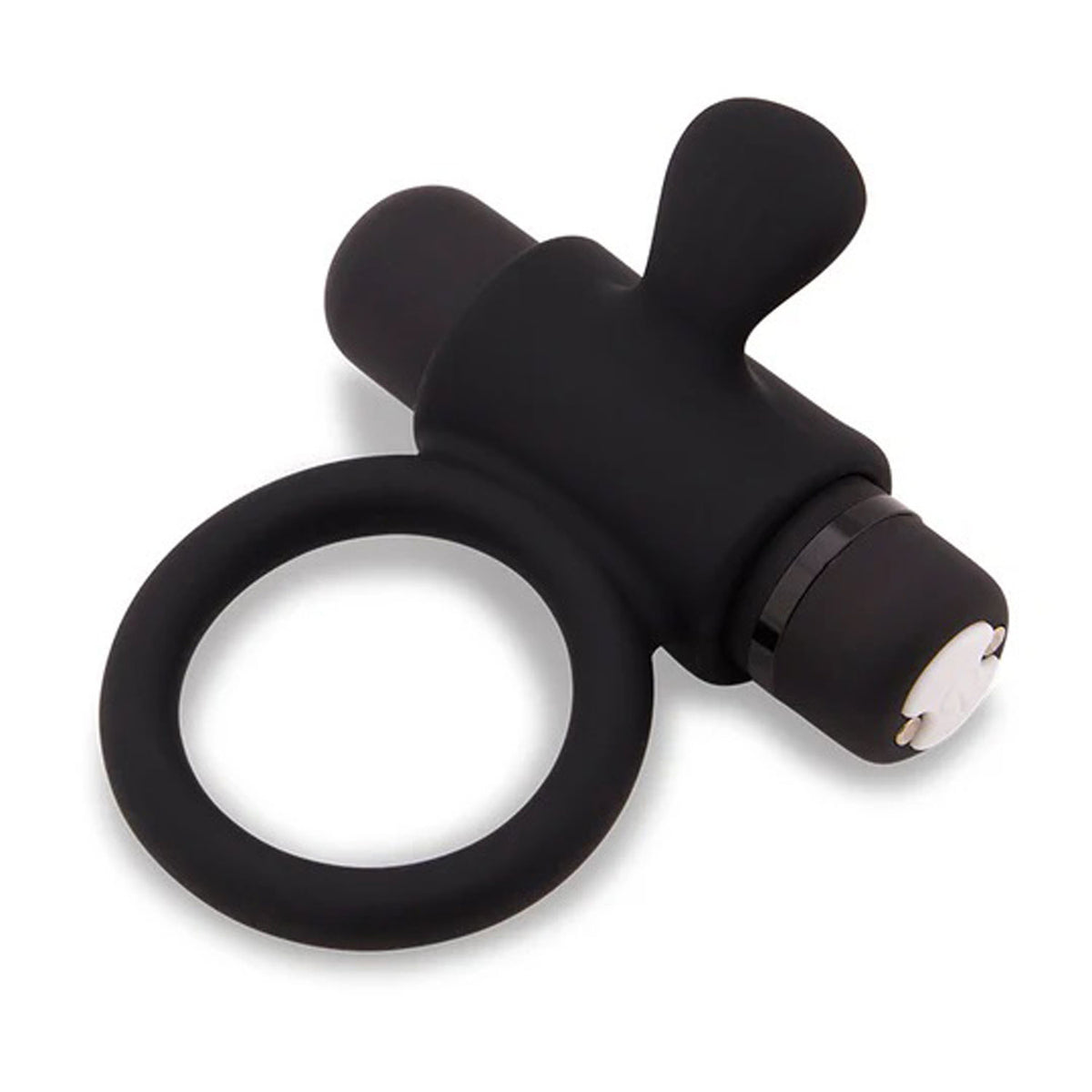 Nu Sensuelle Silicone Bullet Cock Ring Black features a soft stretchy ring and buzzy motor for shared pleasure.