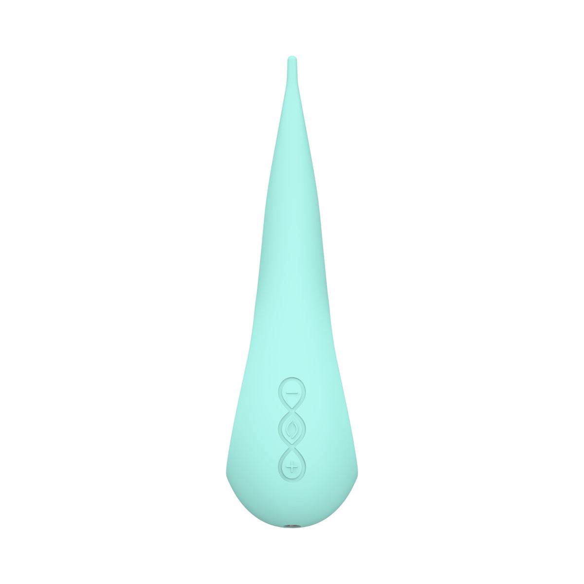 Lelo Dot Elliptical Clitoral Stimulator Aqua in a sleek aqua color with ergonomic design and control buttons.