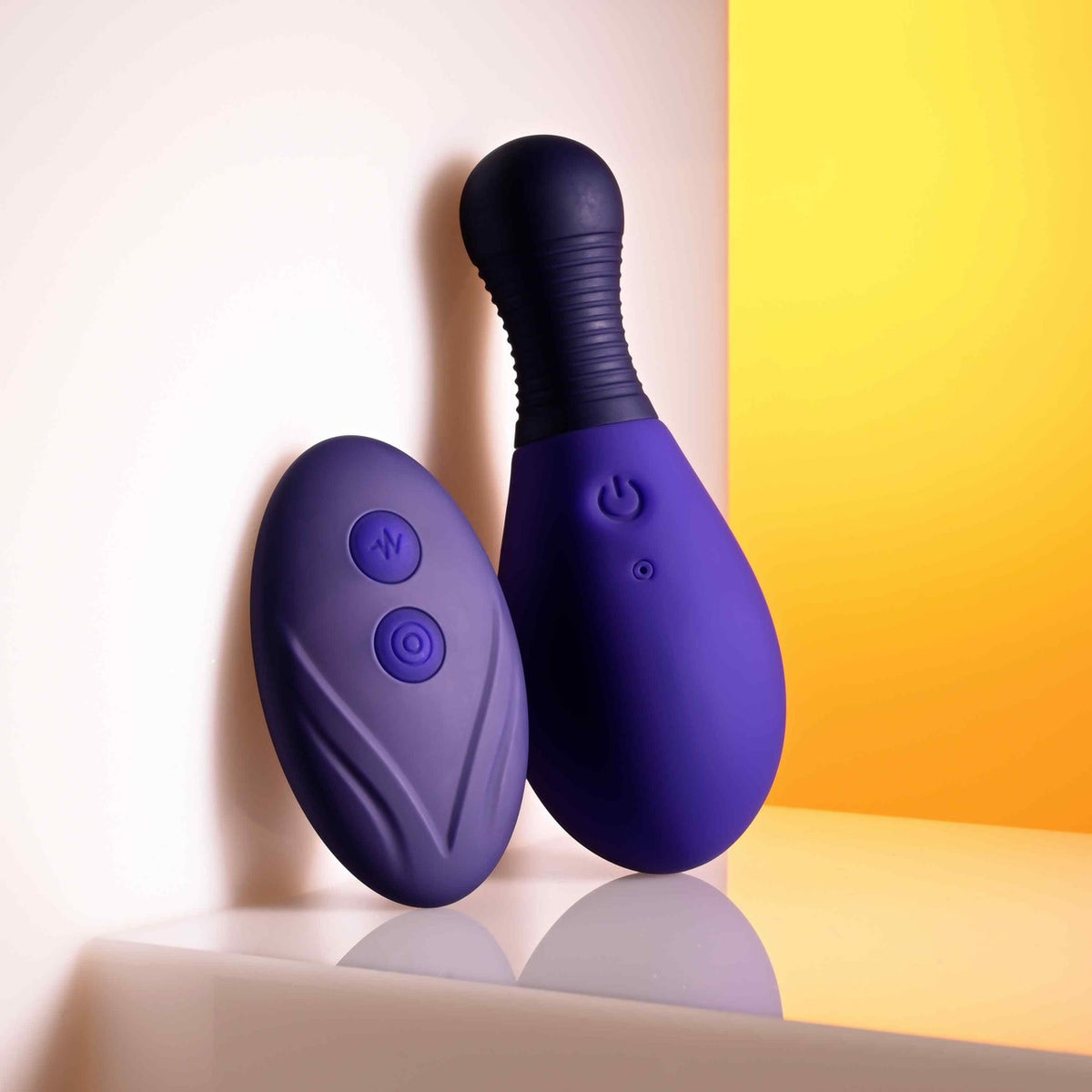 Selopa Egg Me On Remote Control Egg Vibrator Purple with control remote on a bright background.
