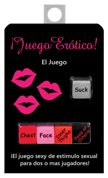 Kheper Games Juego Erotico Dice Game Spanish packaging featuring playful intimacy dice and instructions.