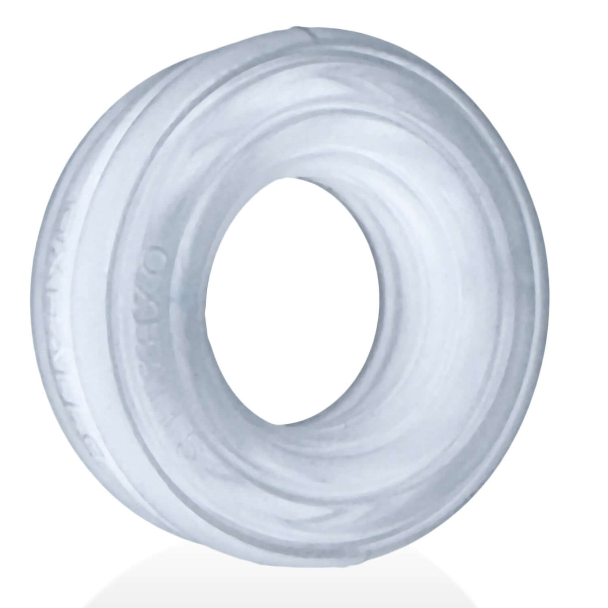 Oxballs Roto Grooved Gripper-Ribbed Cockring Clear Steam - a clear rubbery cockring with grooved design for enhanced performance.