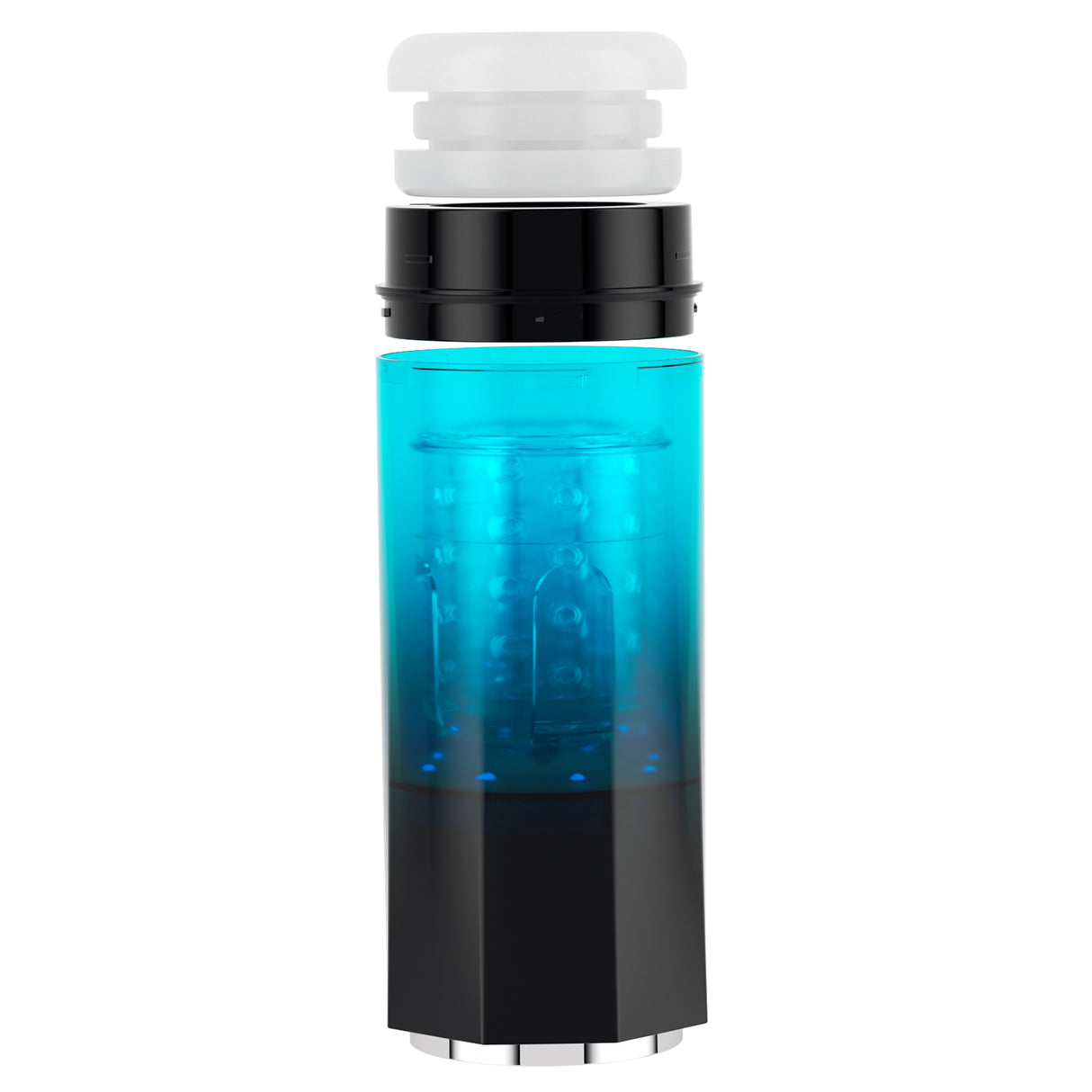 Adrian Water Spa Rotating Male Masturbator Blue featuring a sleek design and water chamber for enhanced pleasure.