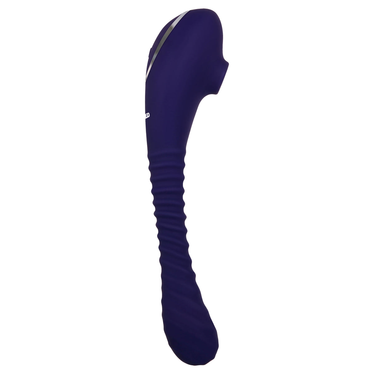 Bendable Sucker Dual End Silicone Vibrator Purple showcasing its unique design and textures for optimal pleasure.