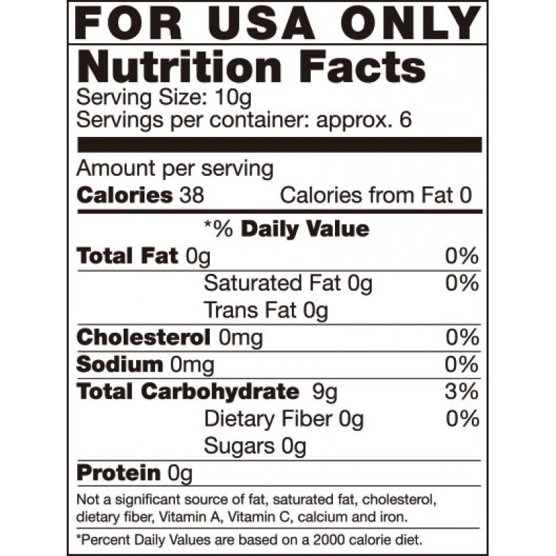 Nutrition facts label for Hott Products Candy Nipple Tassels Edible Pasties detailing calories, fat, carbs, and serving size.