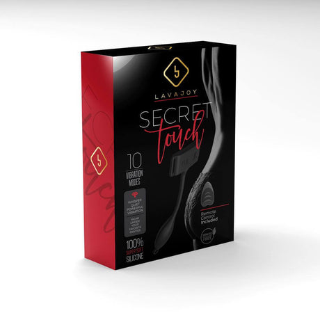 Packaging of Secret Touch Vibrating Panty Vibe with Remote Control featuring 10 vibration modes.