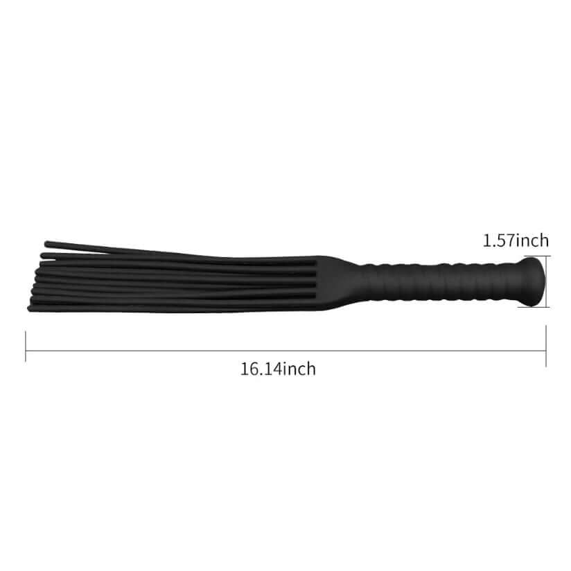 Fun-Mates Silea Silicone Whip Flogger with 16.14-inch length, sturdy design, and textured handle for enhanced grip.