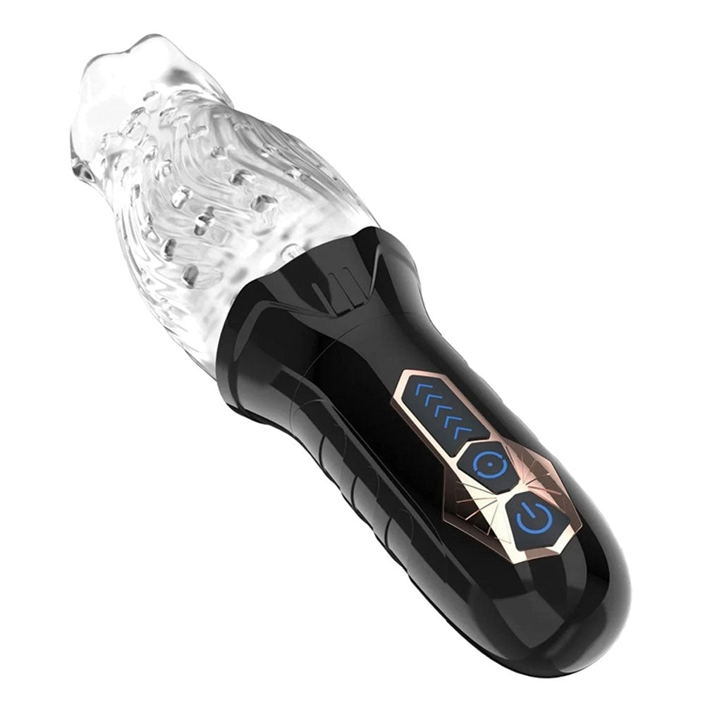 The Male Rose Gawk Gawk 3000 Rotating Masturbator featuring a sleek design and control buttons for personalized pleasure.