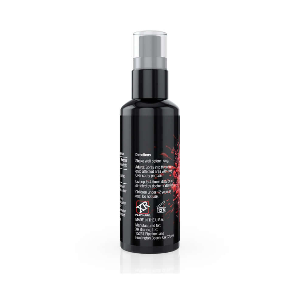 Good Blow Deep Throat Cherry spray bottle, 1 oz, with instructions and ingredients label.
