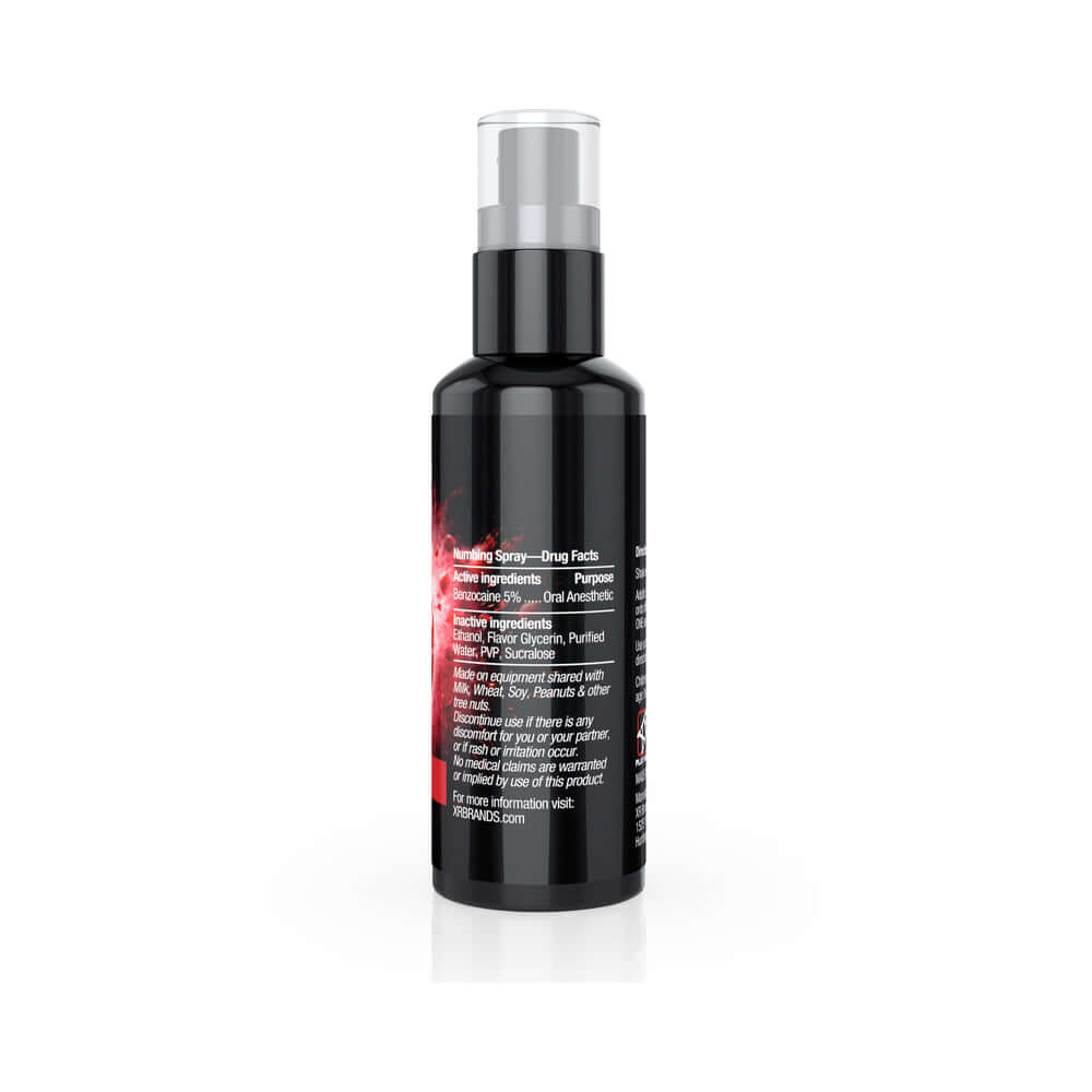 Good Blow Deep Throat Cherry Spray 1 oz bottle, enhances intimate experiences with delicious flavor and 5% benzocaine.
