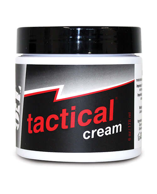 Gun Oil Tactical Cream 6 Oz Jar packaging for water-based masturbation cream.