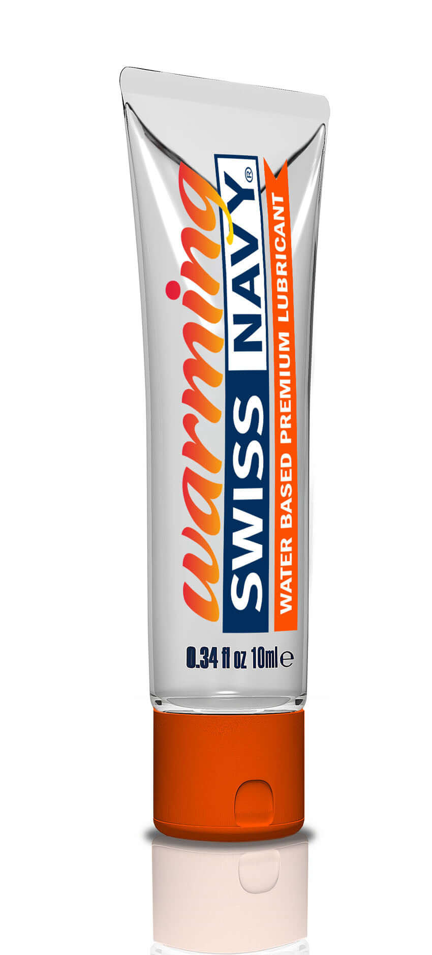 Swiss Navy Warming Lubricant 10 ml in a sleek tube, designed for enhanced intimate experiences.