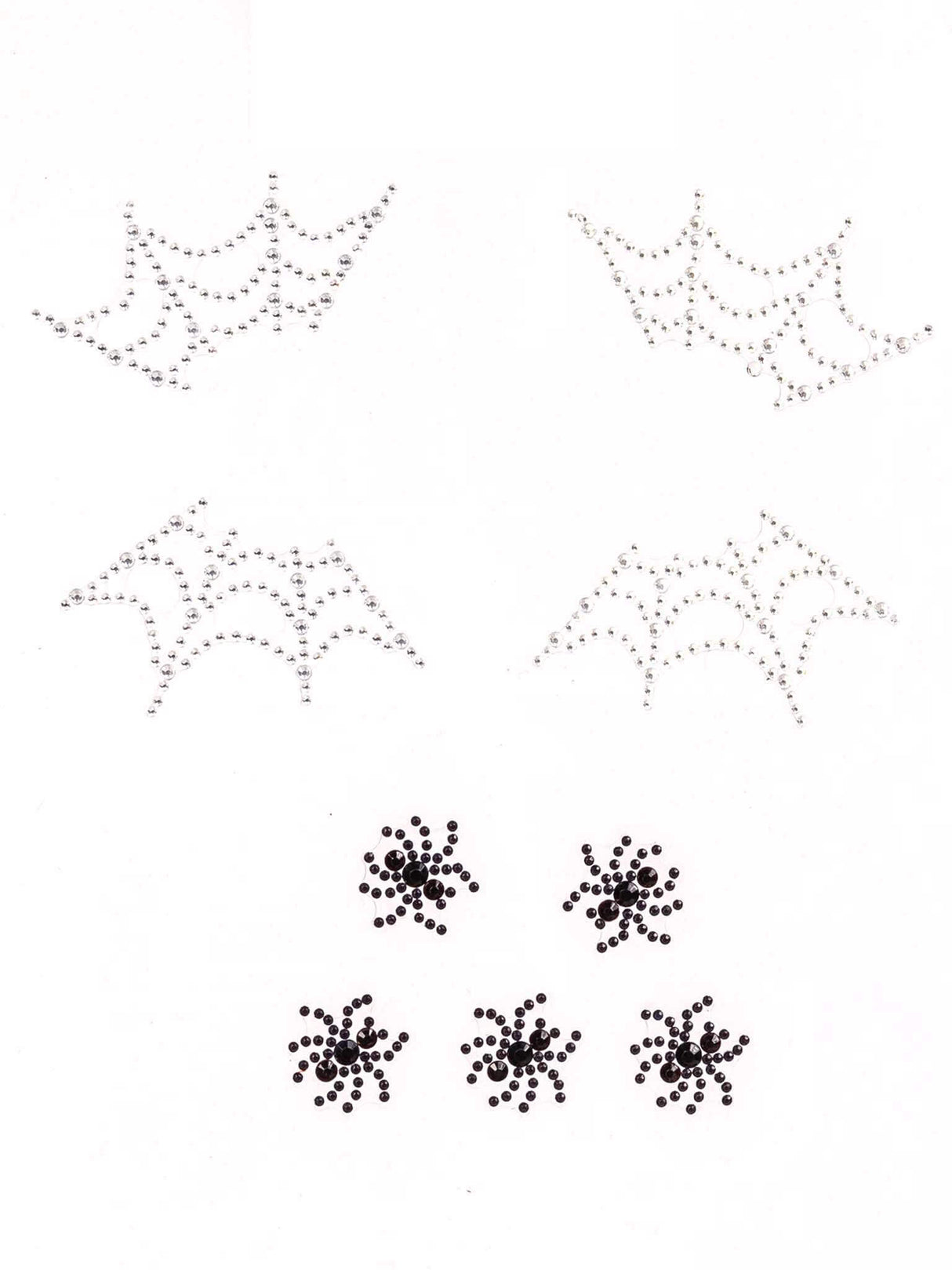 Leg Avenue Spider Web Face Jewels Sticker with rhinestones and spider designs for Halloween costumes.