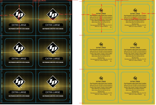 ID Condoms Extra Large 144 Count Bulk Bag packaging design featuring extra large condom labels.