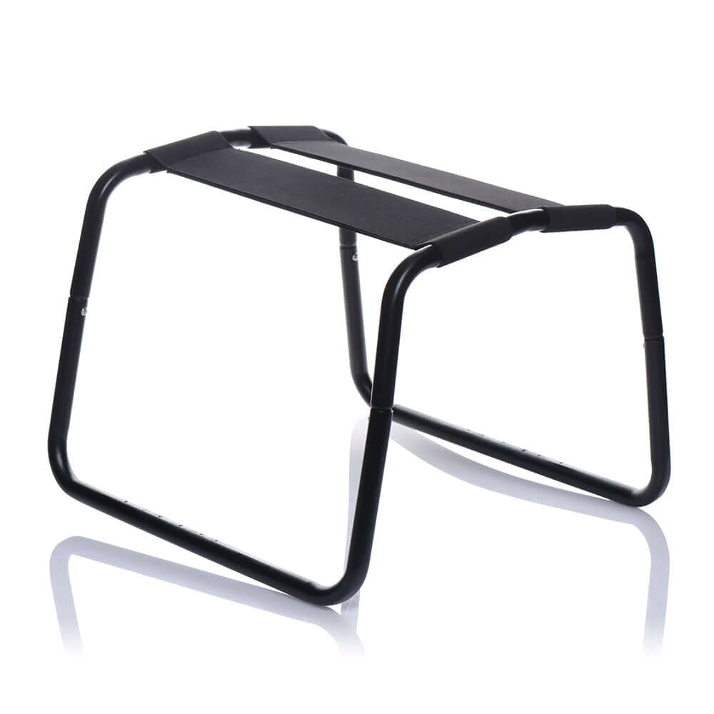 Black LoveBotz Banging Bench Extreme Sex Stool, designed for enhanced pleasure and versatility.