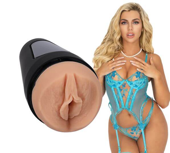 Main Squeeze Allie Nicole Porn Star Ultraskyn Pussy Stroker alongside Allie Nicole showcasing its realistic design.