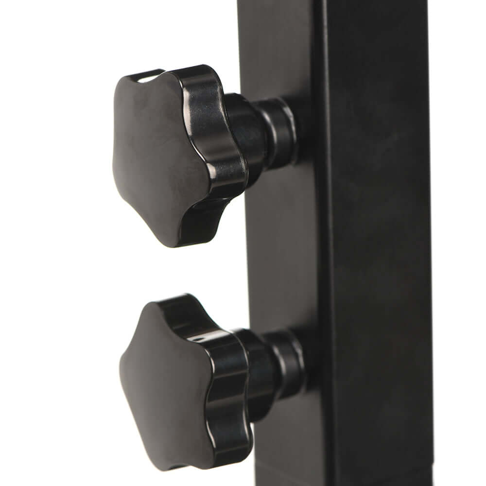 Close-up of adjustable knobs on the Master Series Pleasure Throne, designed for customizable positioning.