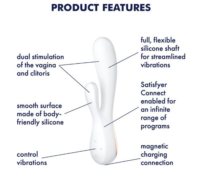 Satisfyer Mono Flex App Controlled Rabbit Vibrator features dual stimulation for optimal pleasure and app connectivity.
