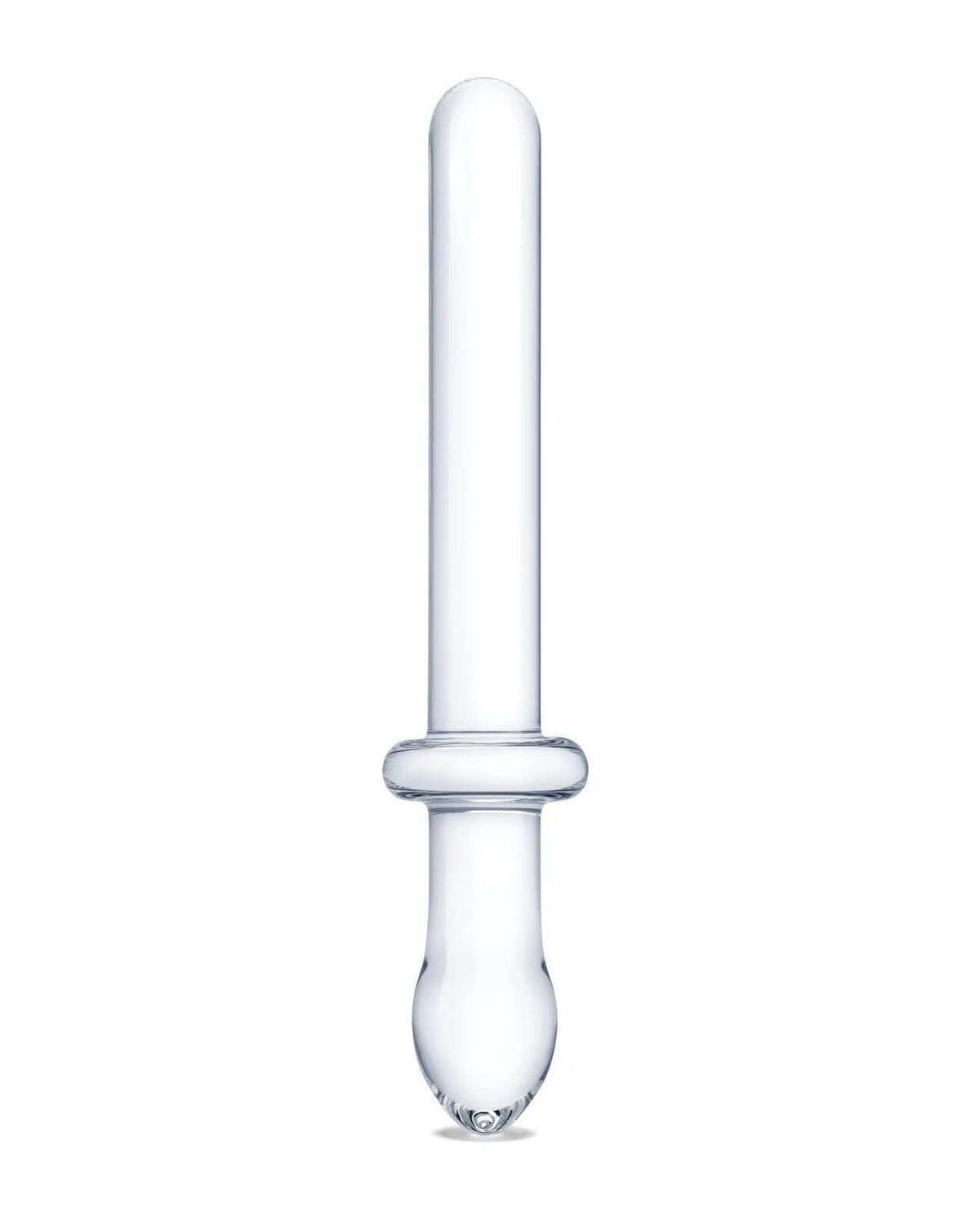 Glas 9.25 Inch Classic Smooth Dual-Ended Dildo Clear, sleek dual-ended glass toy for versatile pleasure.