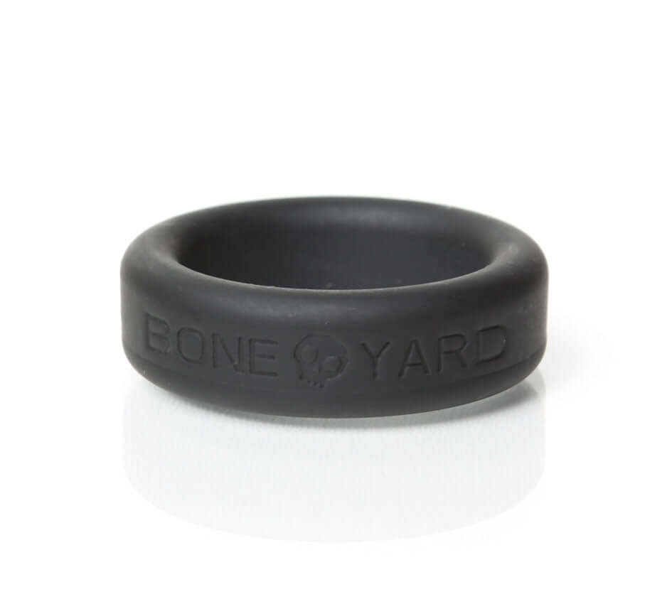 Boneyard Silicone Ring 30 mm Black showcasing its soft-touch finish and durable design.