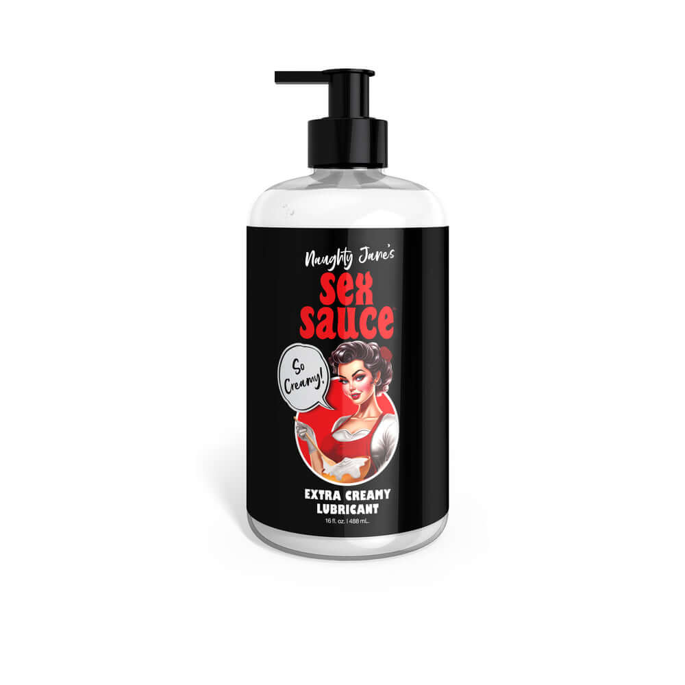 Naughty Jane's Sex Sauce Extra Creamy Lubricant 16 oz bottle for enhanced pleasure and intimacy.