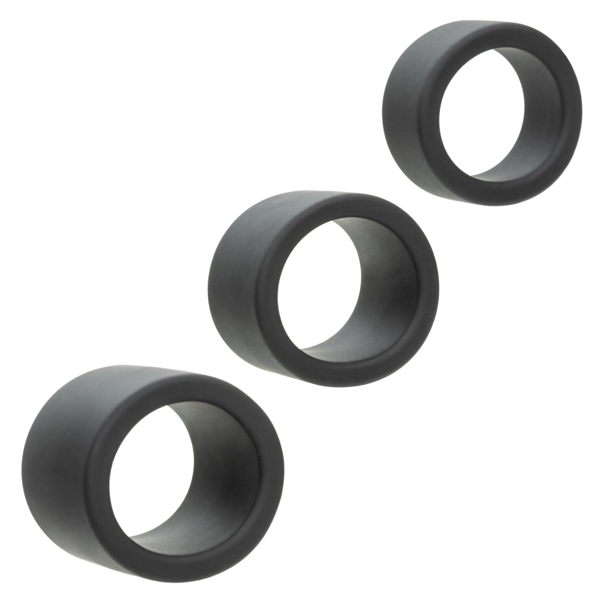 Alpha Liquid Silicone 3 Ring Stamina Set Black featuring three premium silicone rings.