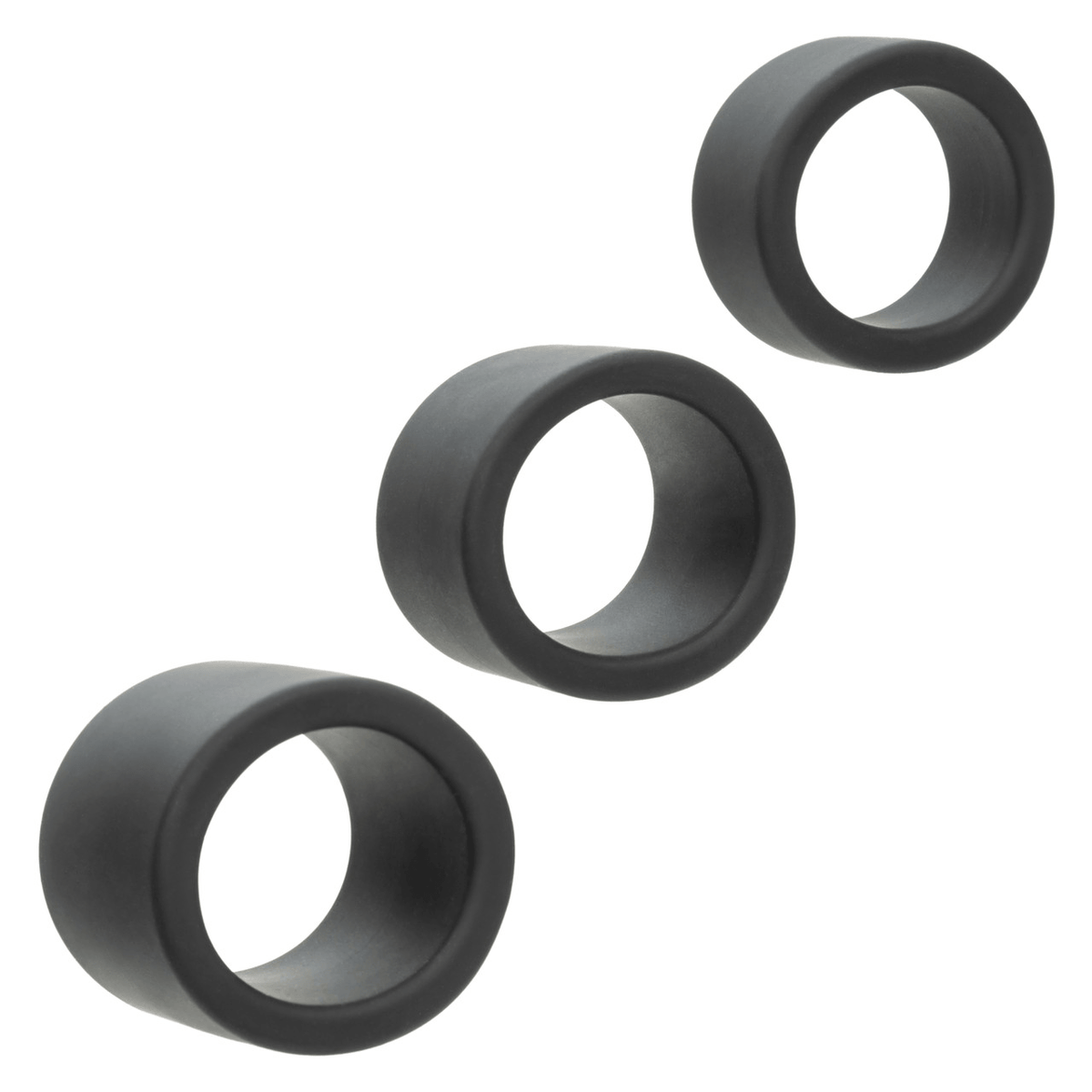 Alpha Liquid Silicone 3 Ring Stamina Set Black featuring three premium silicone rings.