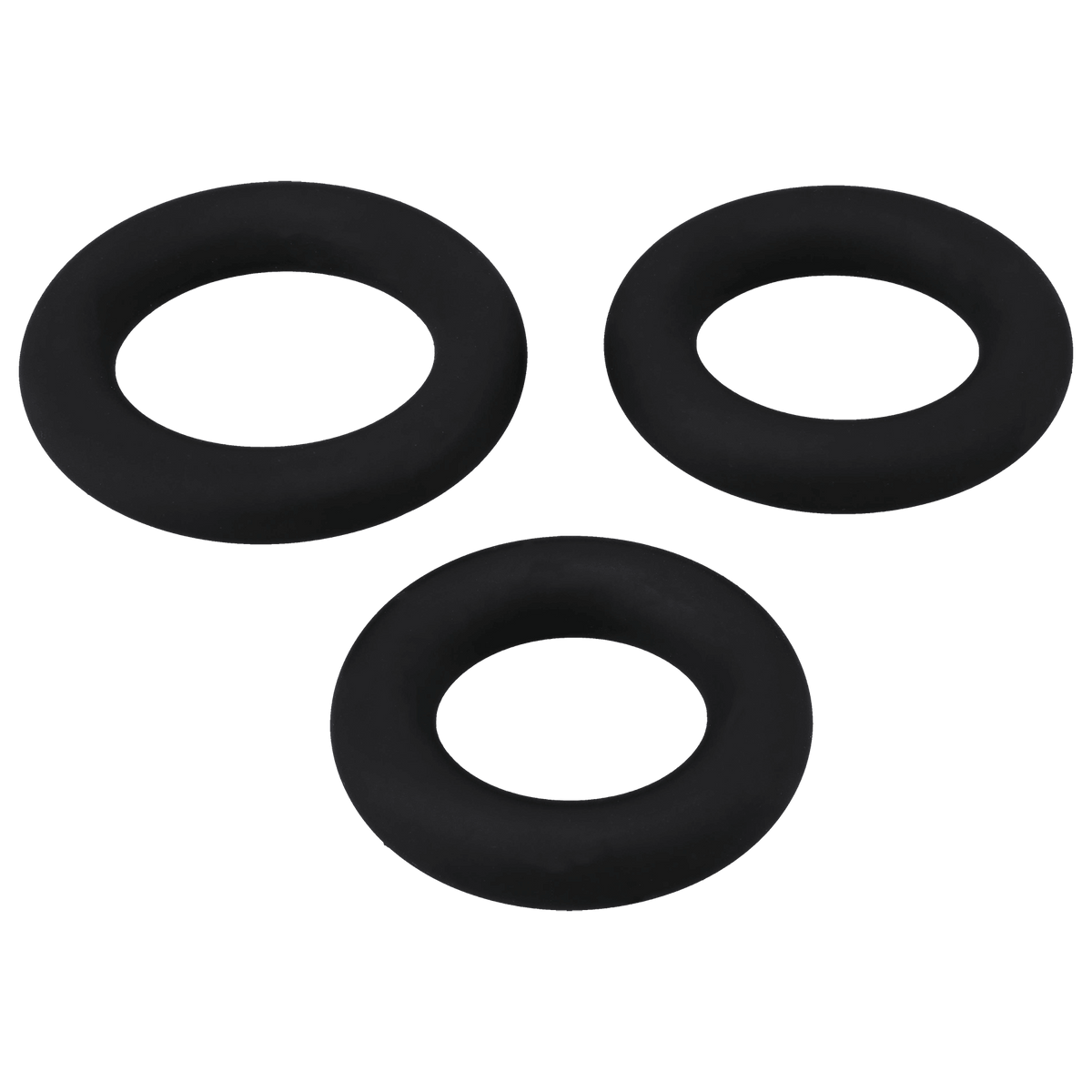Titanmen Cushioned C-Ring 3 Piece Silicone Set Black featuring three black silicone rings for enhanced performance.