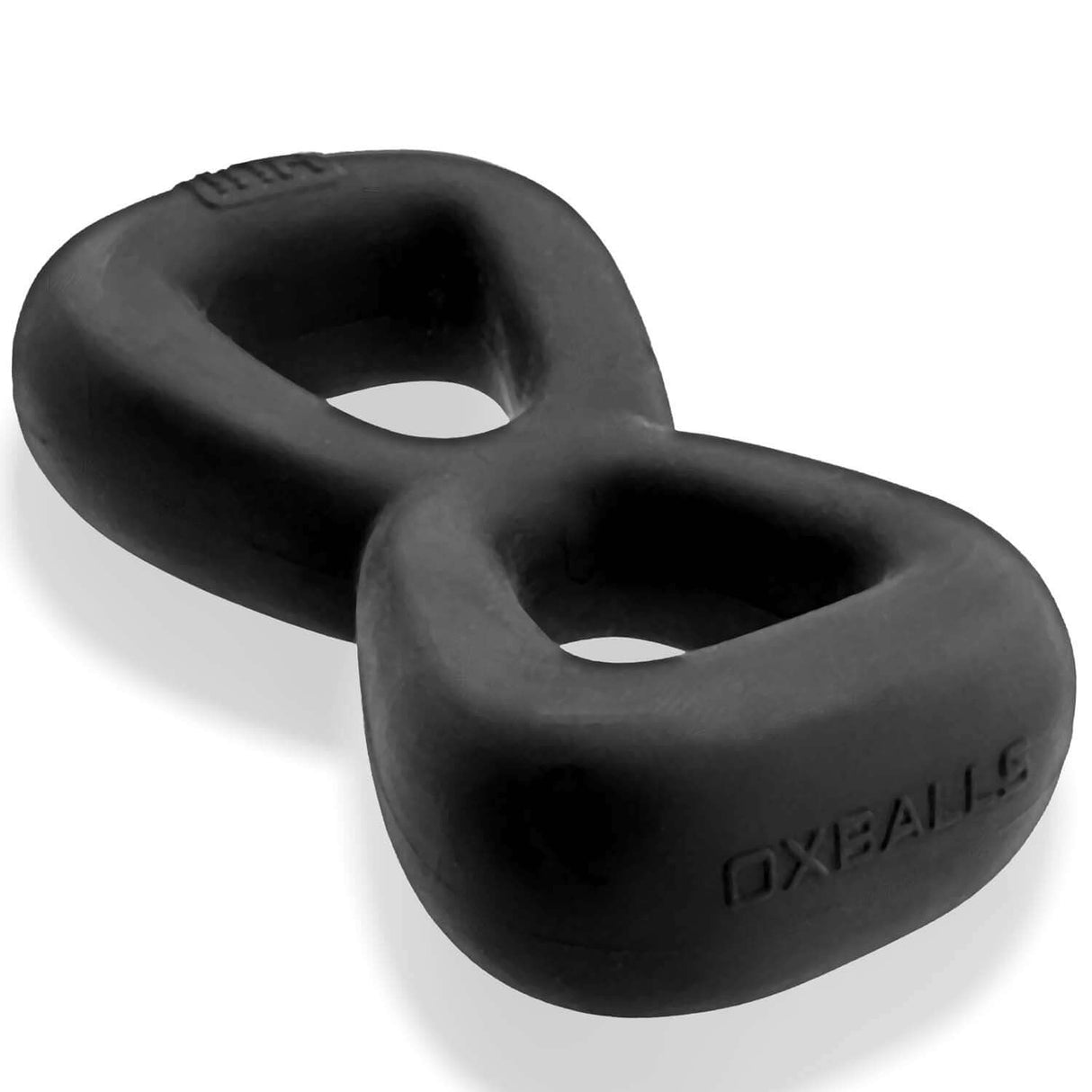 Oxballs Boomerang Double-Ring Cockring & Nut-Tugger Black, soft multi-play cockring and ball ring.