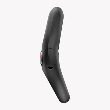 Fun Factory NOS Vibrating Cock Ring Black side view showcasing its ergonomic design and control button.