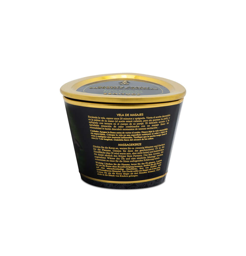 Shunga Massage Candle Sparkling Strawberry Wine 5.7 Oz tin featuring erotic Japanese art and instructions.