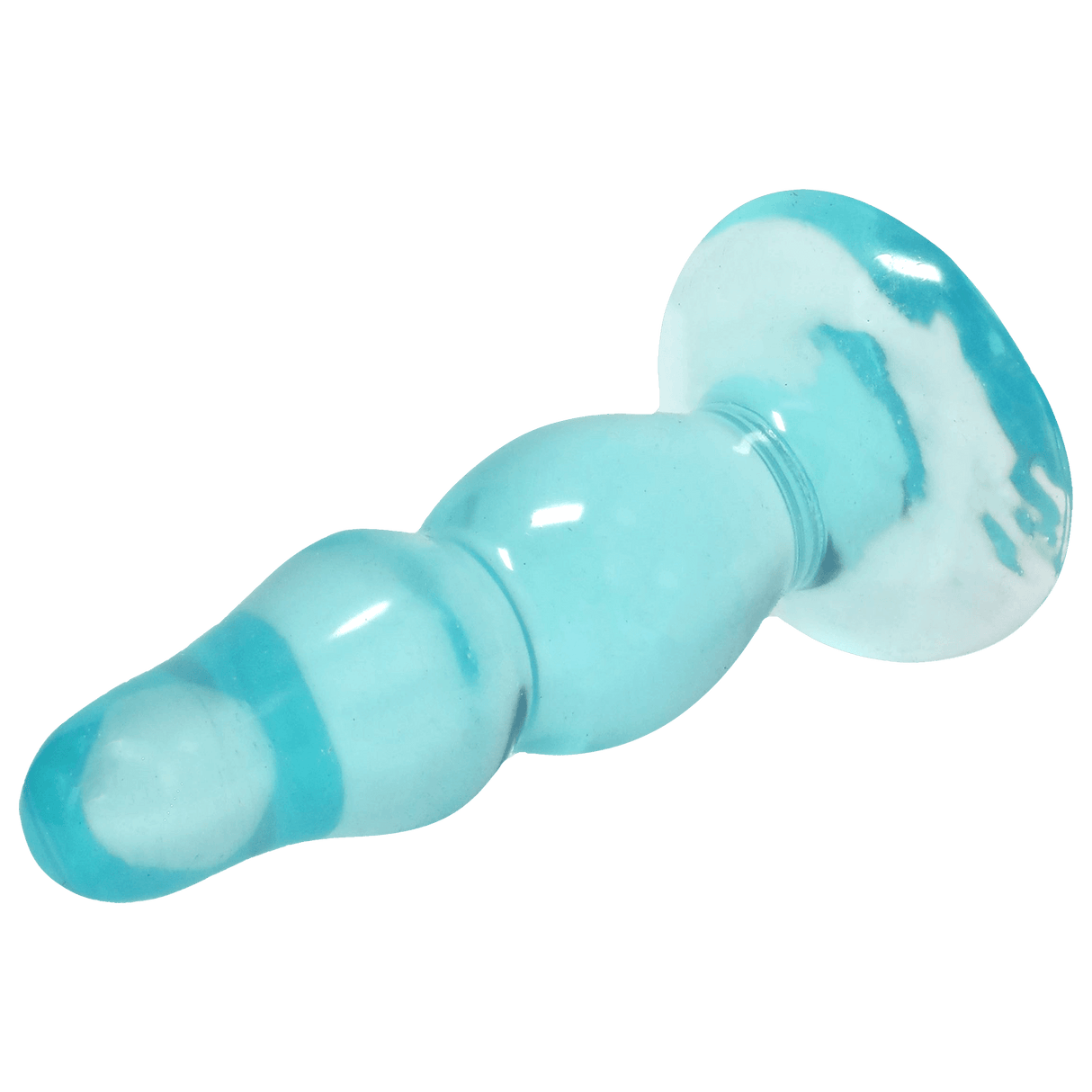 Image of Crystal Jellies Novice Pop Plug 4 Inch Teal, beginner-friendly anal plug with tapered tip for smooth insertion.