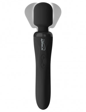 Wanachi Body Recharger Silicone Wand Massager Black with velvety head and flexible neck for deep soothing vibrations.