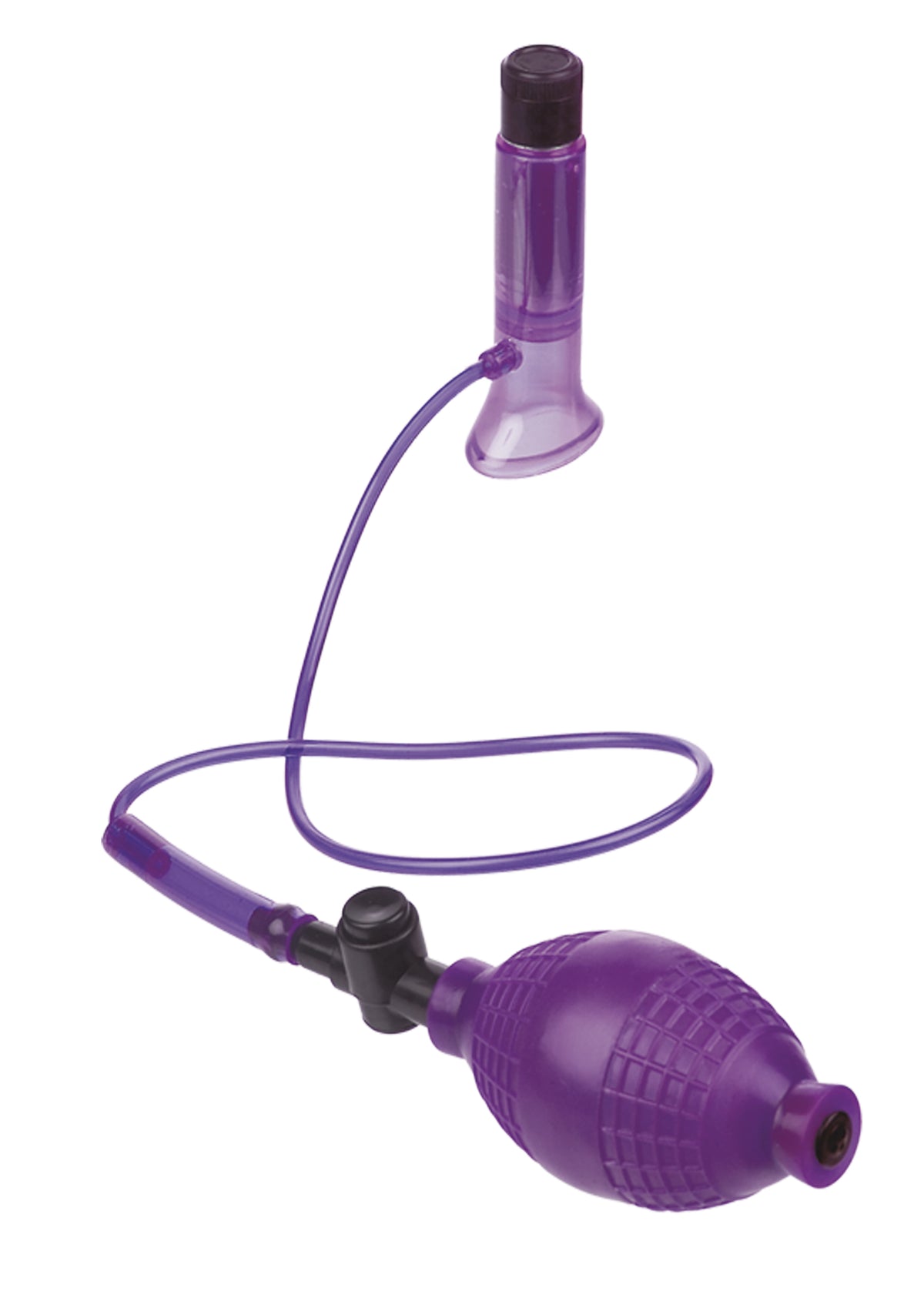 Fetish Fantasy Vibrating Clit Super Suck-Her Purple Pump with a suction bulb and tubing for pleasure.