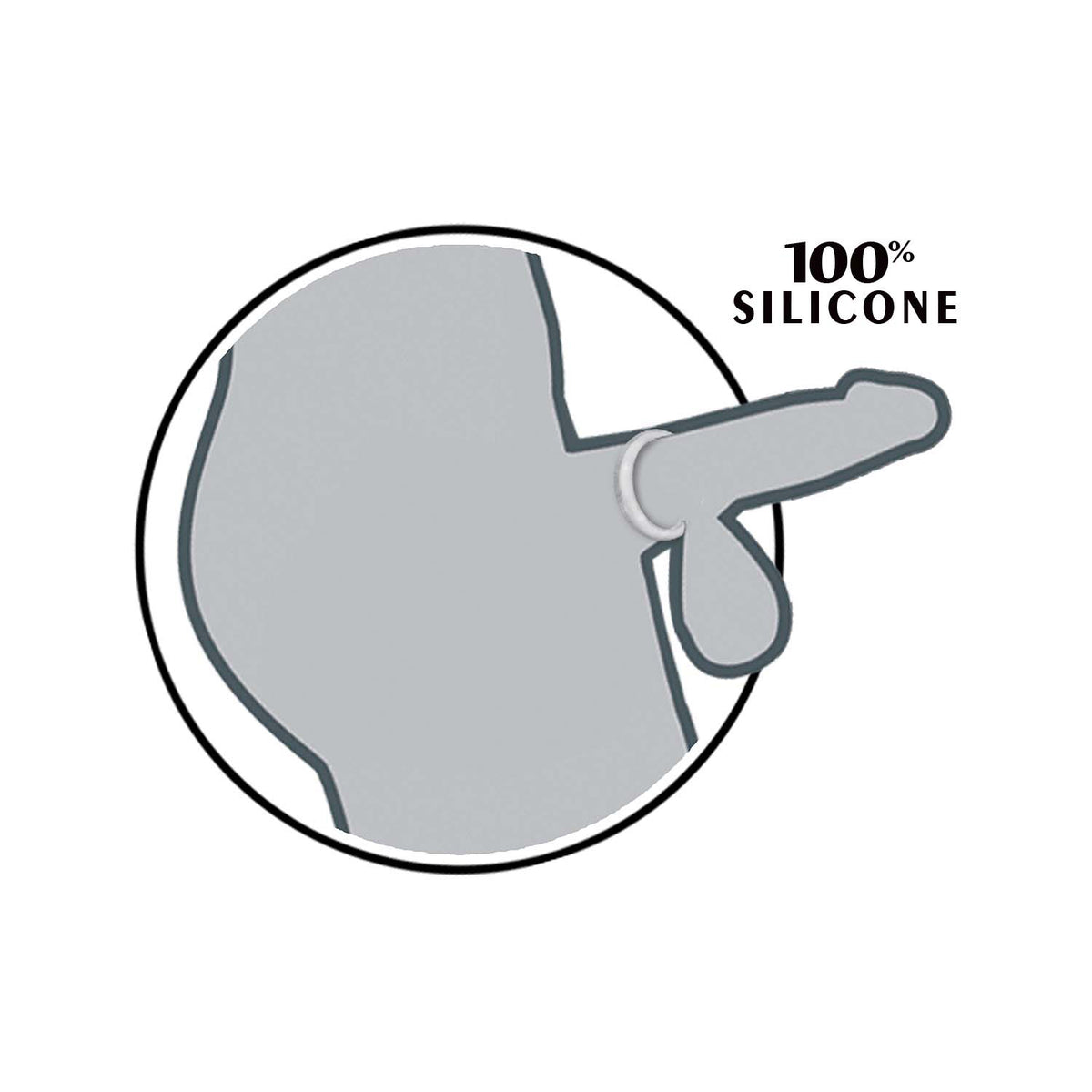 Enhancer Silicone Cock Rings Set Clear shown on a finger, showcasing its 100% silicone material quality.
