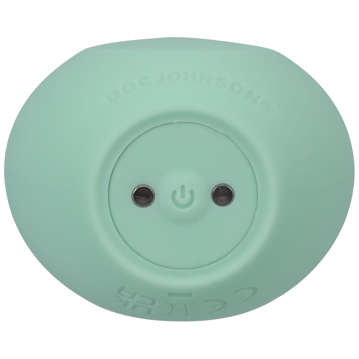 Ritual Chi Rechargeable Silicone Clit Vibe Mint top view showing power button and soft silicone finish.