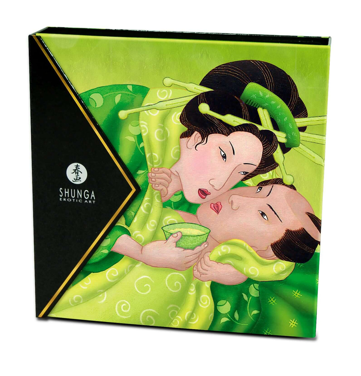 Shunga Geisha Secrets Gift Set Organica Exotic Green Tea beautifully designed gift box with elegant artwork