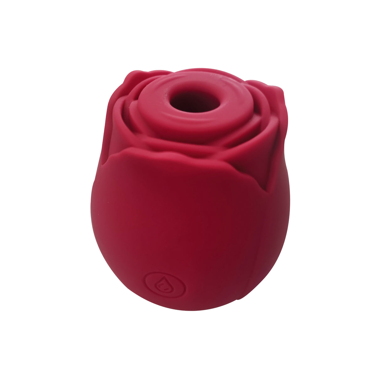 Rose Air Suction Clitoral Stimulator in a rose-shaped design, showcasing its vibrant red silicone material.