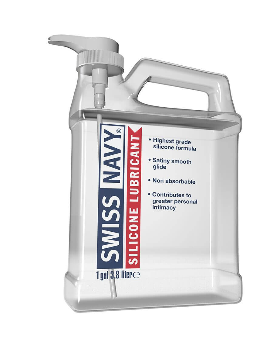 Swiss Navy Silicone Based Lubricant 1 Gallon featuring a silicone formula for enhanced personal intimacy.