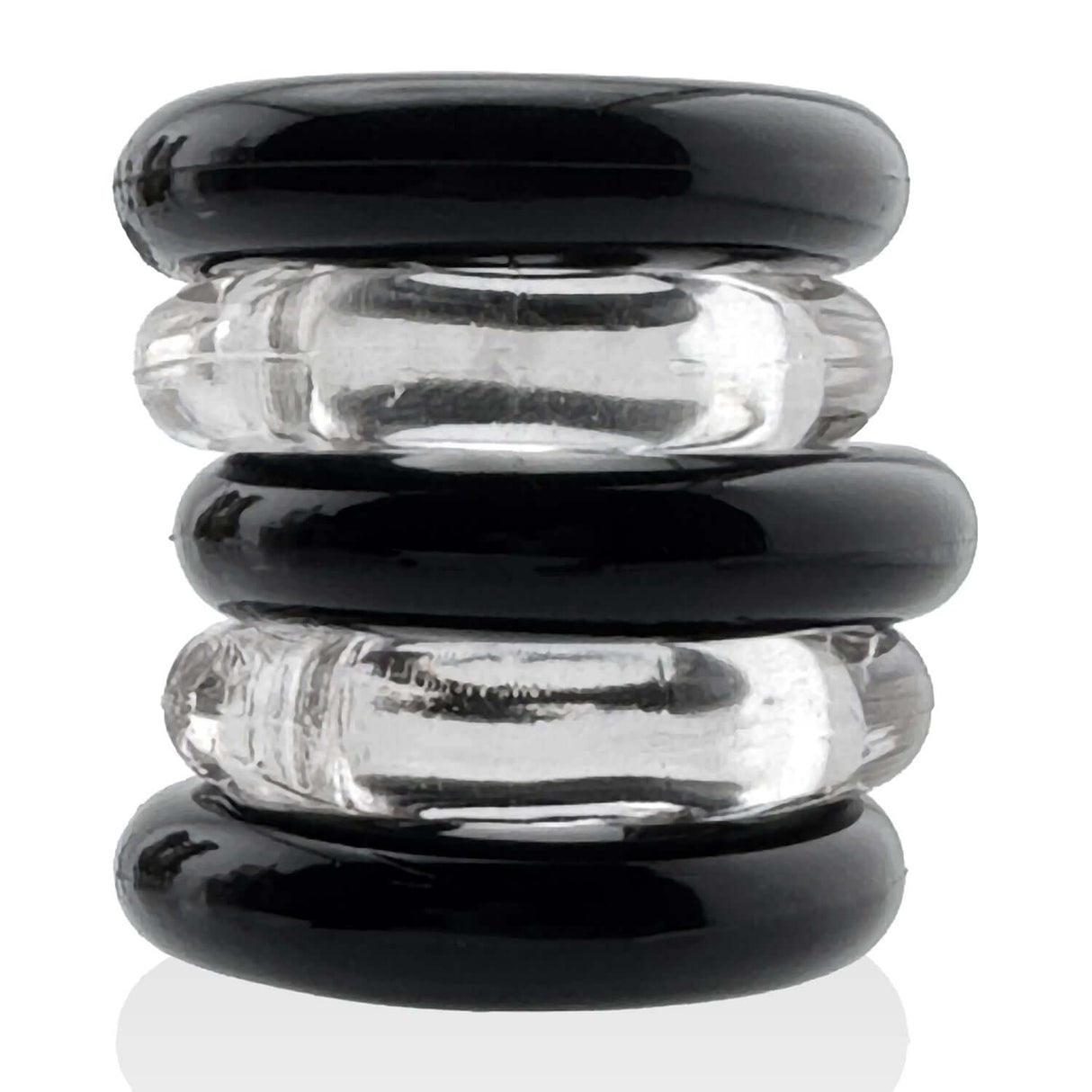 Oxballs Jacker 5-Stack Five-Pack Tube Super-Strong Cockrings stacked for versatile play and comfort.