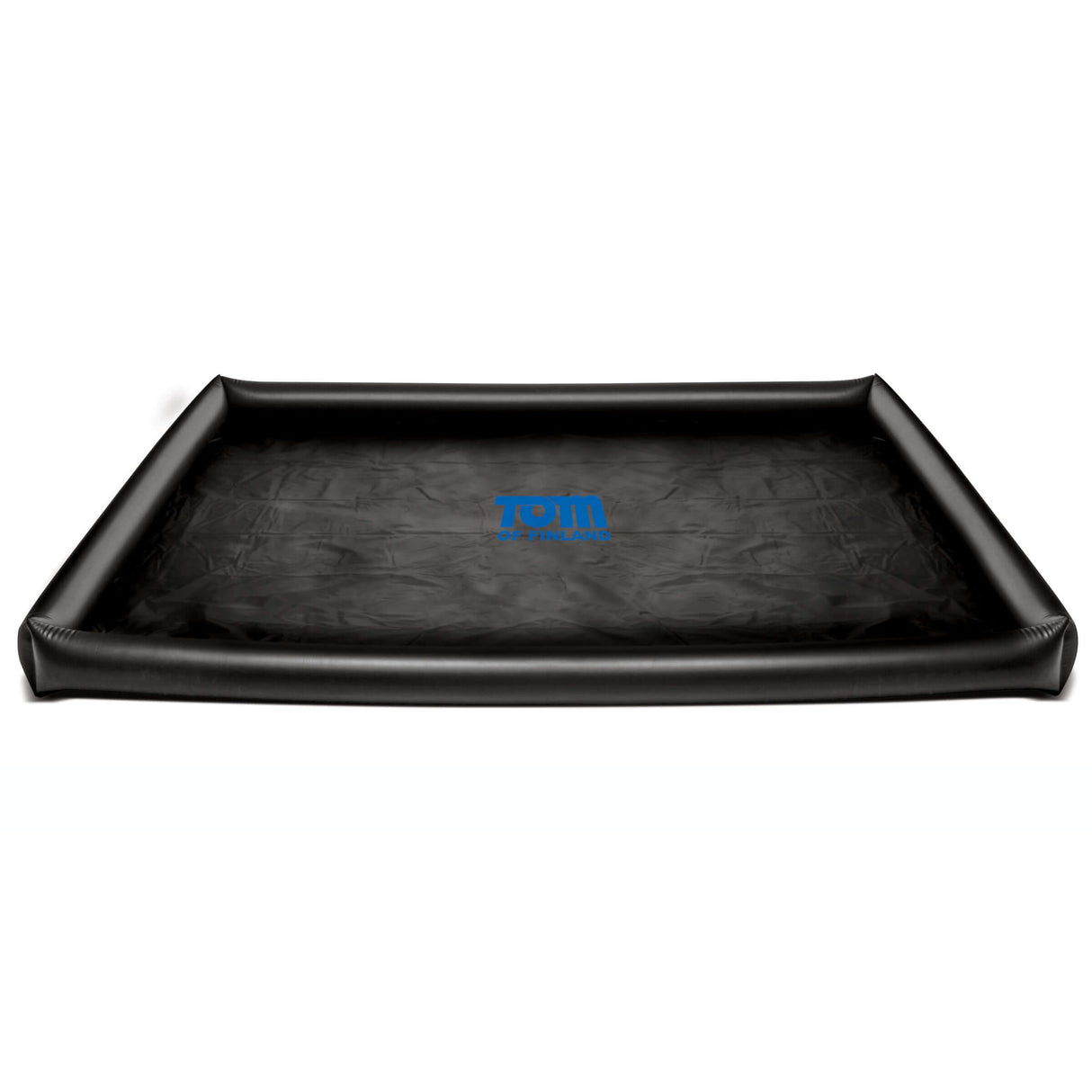 Tom of Finland Water Sports Sheet in black with inflatable edges for wet and messy play protection.