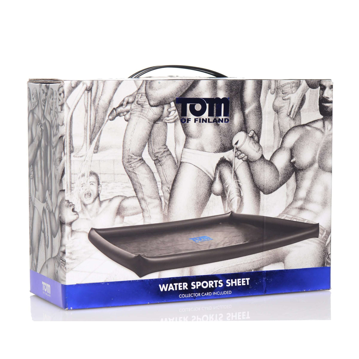 Tom of Finland Water Sports Sheet packaging showcasing inflatable sheet for water play activities.