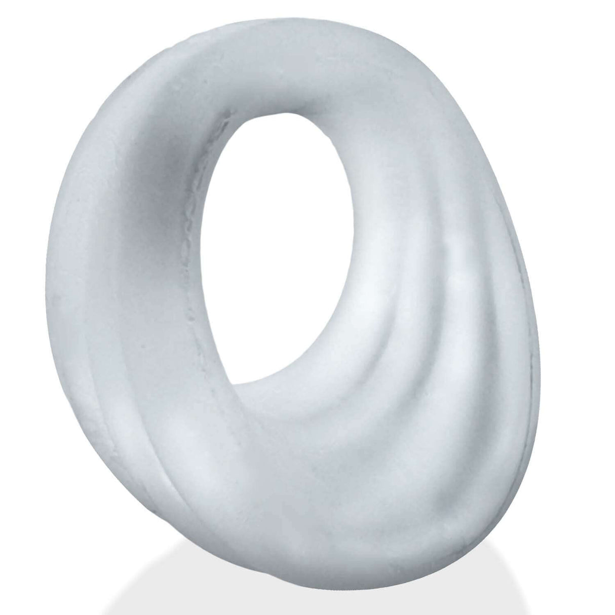 Oxballs Expander Slimmer Scoop Style Cockring Clear Steam featuring a smooth, ribbed design in a clear finish.