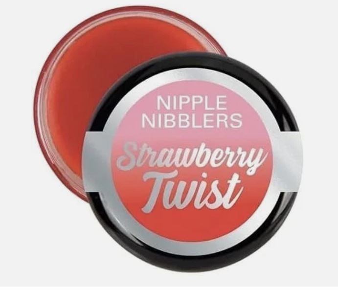 Nipple Nibblers Tingle Balm Strawberry Twist 36 Count Bag in a stylish jar featuring a strawberry twist flavor.