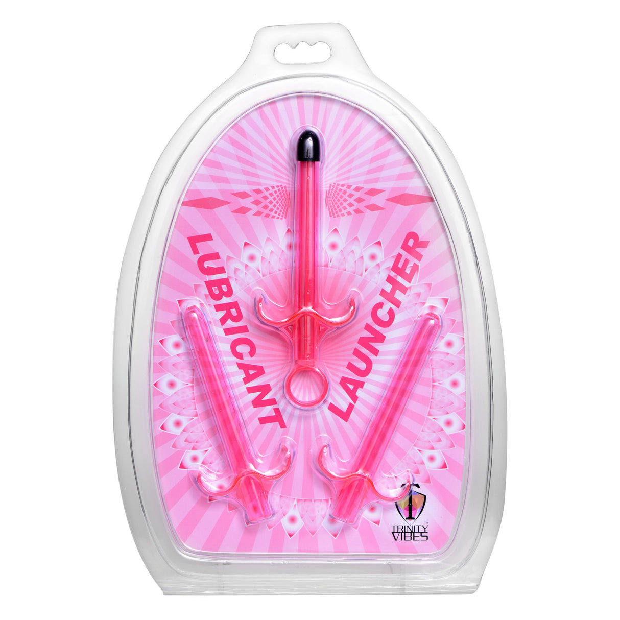 Trinity Vibes Lubricant Launcher 3 Pack Pink packaged with pink design for precise lubrication application.